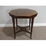 An Edwardian inlaid rosewood octagonal Occasional Table, with four square tapering supports united