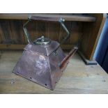 An Arts & Crafts copper and brass Kettle, of square based pyramidal form, 9in (23cm) square x 10½