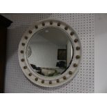 A Victorian circular bevelled edge Wall Mirror, later painted frame, 24¼in (64cm) diameter.