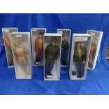 Action Man; A collection of seven original Painted Head Figures; two soldiers, both with dog tags,