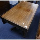 A Georgian mahogany and walnut Pembroke Table, with one central frieze drawer and a dummy drawer