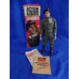 Action Man; A boxed 1960's Commander 'He Talks!' Figure, with painted black hair.