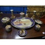 A Noritake porcelain Dressing Table Set, comprising tray, pair of candlesticks, ring stand, pots and