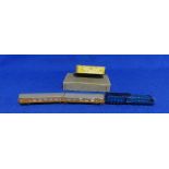 Dinky Toys 16 Express Passenger Set, blue/black 'LNER' locomotive 2509, two brown/grey coaches,