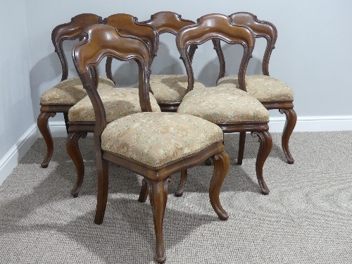 A set of six Victorian mahogany Dining Chairs, with cabriole legs, 20in (50cm) wide, 34in (87cm)