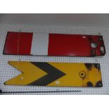 Railwayana; A BR red and white enamel home Signal Arm, together with a BR yellow and black distant