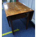 A 19thC elm Pembroke Table, the hinged rectangular top above the two frieze drawers, both with