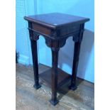 WITHDRAWN An early 20thC Continental carved oak Plant Stand/Lamp Table, 14in x 14in x 28in high (35.