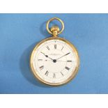 An 18ct gold gents open faced Chronograph Pocket Watch, by McInnes Bros. Glasgow & Newcastle, the