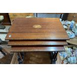 An Edwardian mahogany square occasional/card Table, the square top with lift out reversible