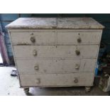A vintage white painted pine Chest of Drawers, 41in (104cm) wide x 20in (51cm) deep x 40in (101.5cm)
