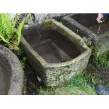 An antique stoneware rectangular Trough, 30in long x 22in wide (76cm x 56cm). Note; This lot can