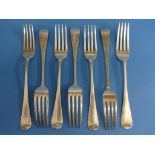 A collection of seven 19thC silver Forks, all Old English pattern, including three Victorian, by