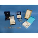 A collection of Silver Jewellery, including a Swarovski necklace, a Swarovski dress ring, a silver