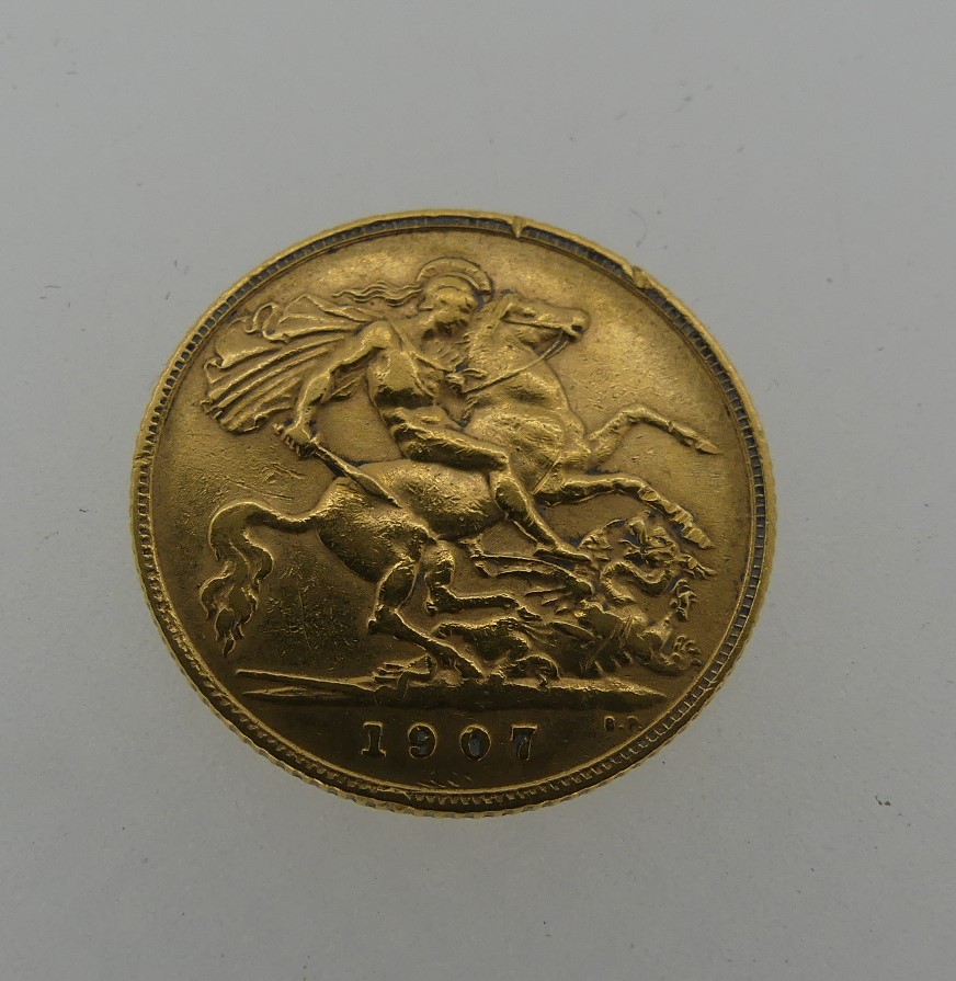 An Edwardian gold Half Sovereign, dated 1907.