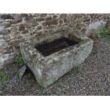 An antique stoneware rectangular Trough, large, 48in long x 33½in wide x 21in high (122cm x 85cm x