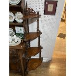 A Victorian inlaid four-tier Corner Whatnot, 60in (152cm) high x 22in (56cm) wide x 13in (33cm)