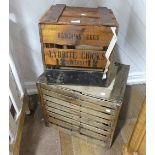 A vintage 'Egg Hatching' Crate, the wooden slatted structure stamped with 'LYDDITE CHICKS