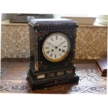 A Victorian slate Mantel Clock, 13in (33cm) high x 10in (25.25cm) wide.