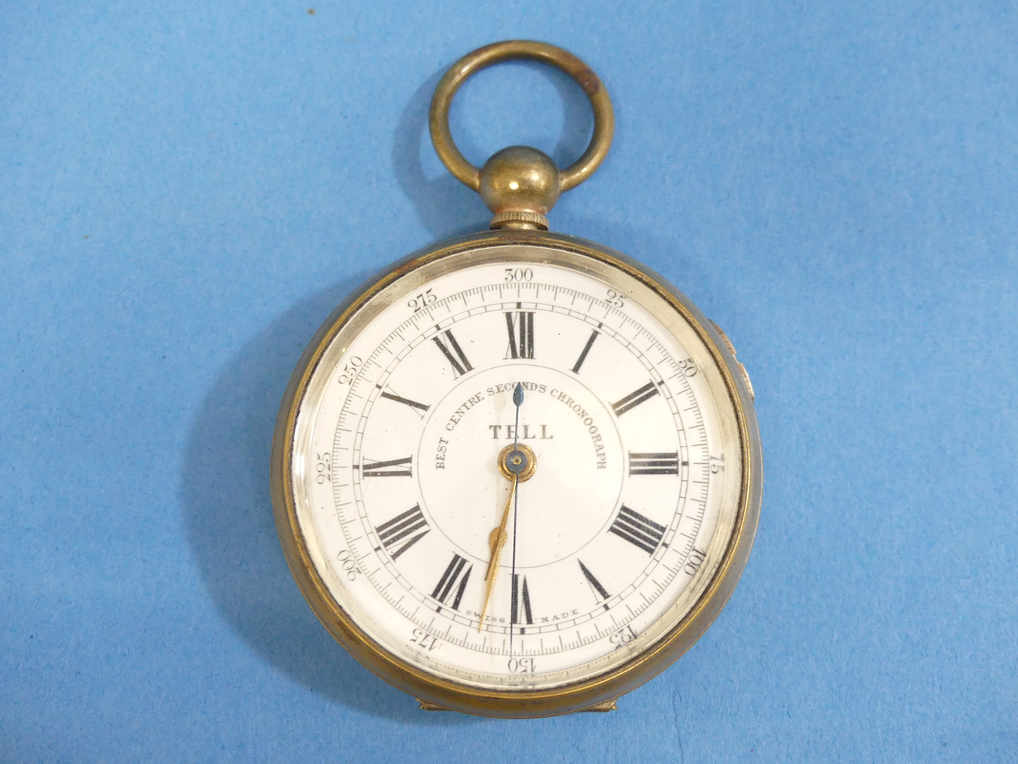 A silver cased open face Pocket Watch, key wing, the white enamel dial with black Roman numerals and - Image 2 of 4