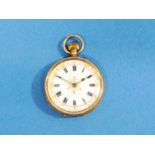 A pretty 14ct yellow gold open face lady's Pocket Watch / Fob Watch, marked 14K, the case with