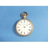 A pretty 10ct yellow gold open face Pocket Watch, stamped 10c, with Am. Watch Co. Waltham Mass.