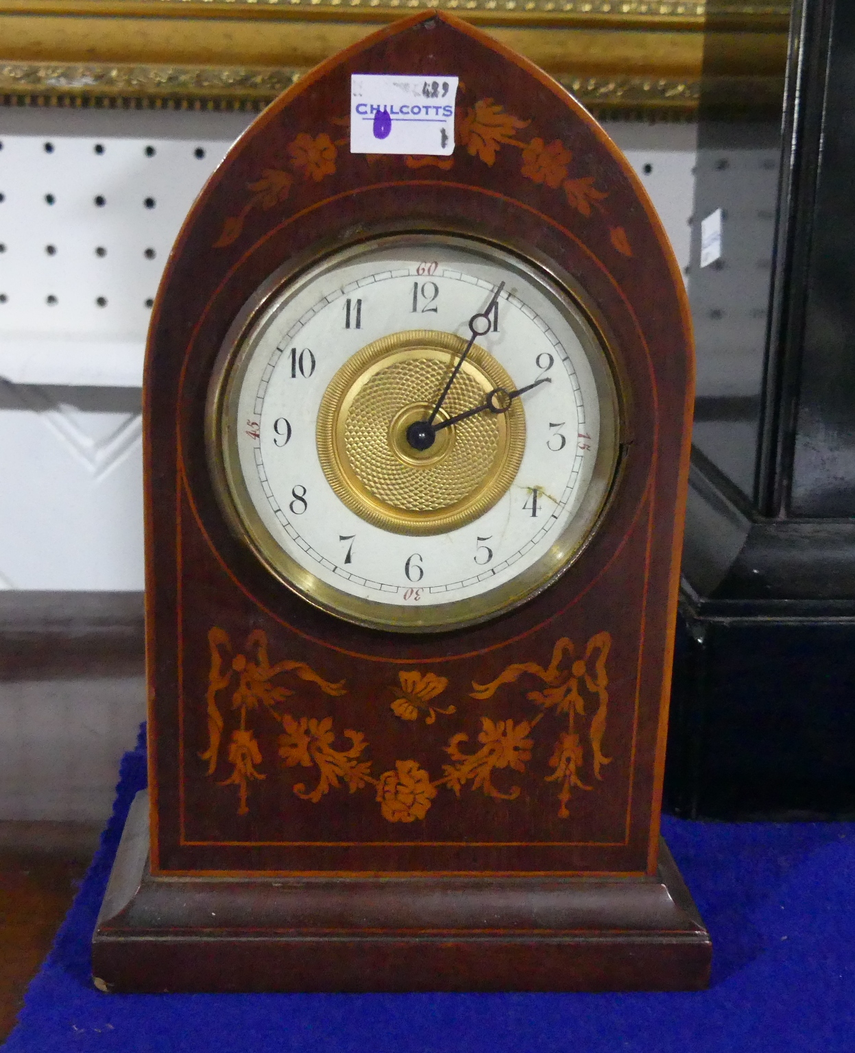 A handsome Victorian black slate Mantel Clock, the eight day movement striking on a bell, 14in - Image 4 of 5