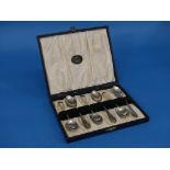 Masonic Interest; A cased set of six Elizabeth II silver Teaspoons, hallmarked Sheffield, 1968,
