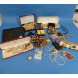 A quantity of Costume Jewellery, including necklaces, brooches, studs etc., all contained within