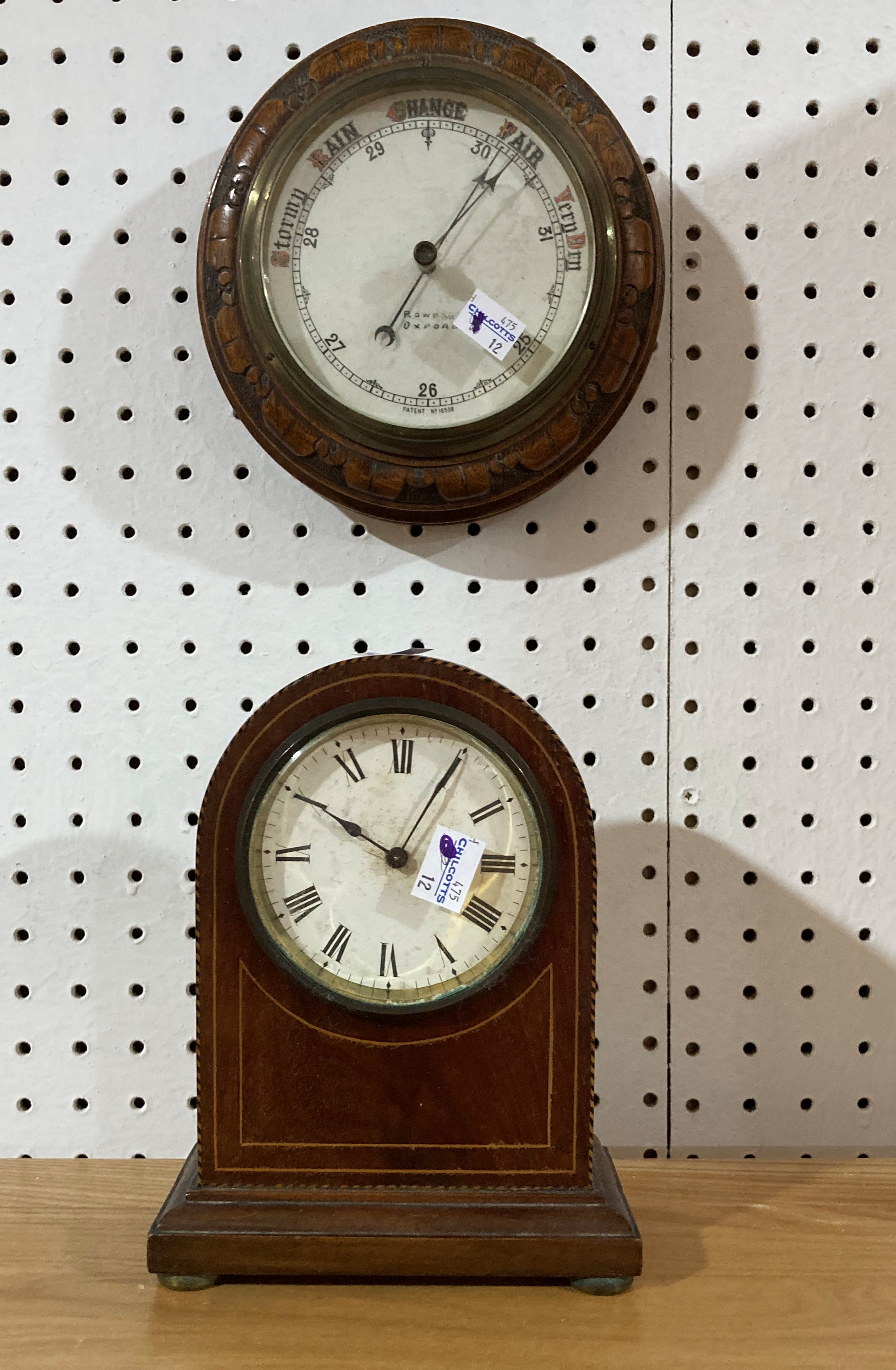 A circular Wall Clock, signed Abell Ventnor, together with an Edwardian mahogany mantel clock and an - Image 2 of 2