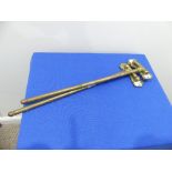 A pair of vintage brass hinged swing-arm Curtain Rods, 16in (40.5cm) long (2)