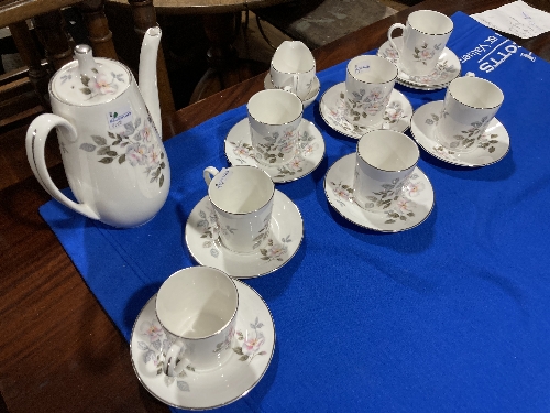 A Royal Adderley 'Silver Rose' pattern part Coffee Service, comprising seven Coffee Cans and