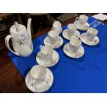 A Royal Adderley 'Silver Rose' pattern part Coffee Service, comprising seven Coffee Cans and