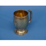 A George V silver Christening Mug, hallmarked Birmingham, 1927, of circular form with plain ring