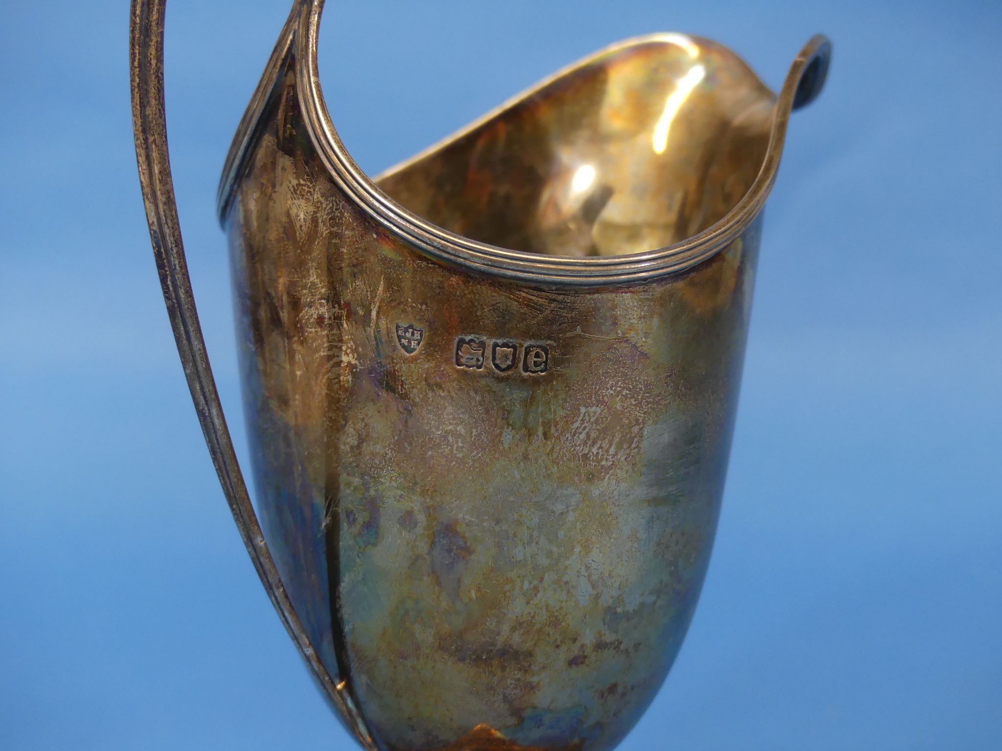 A late Victorian silver Cream Jug, by Haseler Brothers, hallmarked London, 1900, of helmet shape - Image 4 of 4