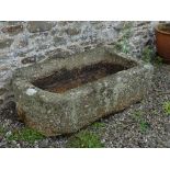 An antique granite rectangular Trough, large, 47in long x 26in wide x 13½in high (119.5cm x 66cm x