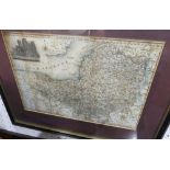 An antique Map of Somersetshire, the hand coloured steel engraving, depicting Somerset, with key and