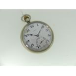 A British military Rolex pocket watch, the circular white enamel dial with black Arabic numerals,