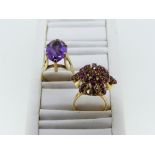 A 14k yellow gold and amethyst Dress Ring, the facetted oval amethyst approx 19mm x 12mm, together