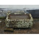 An antique stoneware rectangular Trough, 24in long x 16in wide (60cm x 40.5cm). Note; This lot can