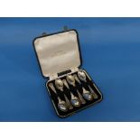 A cased set of six silver Teaspoons, by Pinder Brothers, hallmarked Sheffield, 1972, Kings