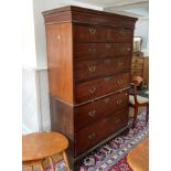 A George III mahogany Chest on Chest, the moulded dentile cornice above two short on five long
