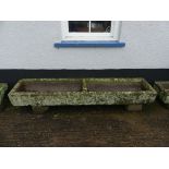 A vintage stoneware long Trough, with central partition, 80in long x 19in wide x 8in high (203cm x