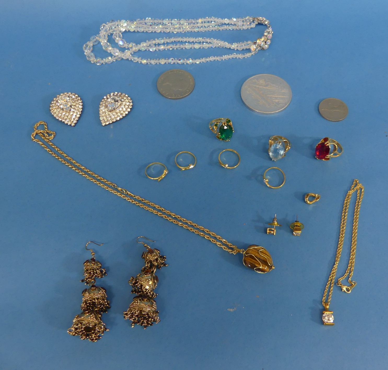 A quantity of Costume Jewellery, including some Swarovski, a tigers eye shard necklace, paste set - Image 2 of 2