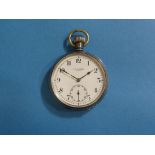 A silver J. W. Benson open face Pocket Watch, hallmarks for London, 1938, with Swiss 15-jewels