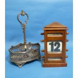 A Victorian mahogany desk/hanging Calendar, with apertures for month, date and day, 9½in (24cm)