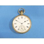 An 18ct gold gents open faced Pocket Watch, the keyless movement signed Cahoon Bros. Castle Place,