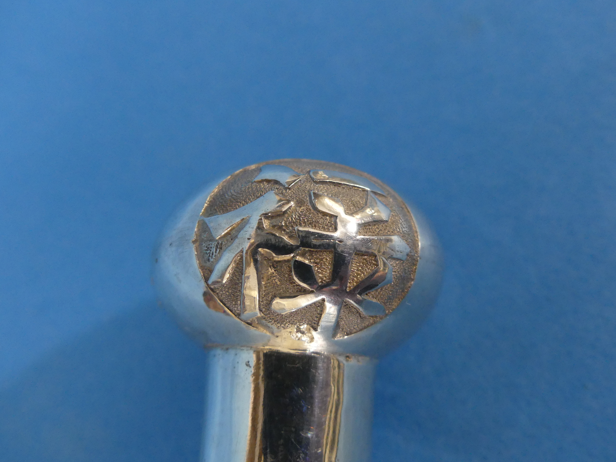 A Chinese export silver Parasol Handle, of tapering cylindrical form, decorated with scrolling - Image 2 of 2