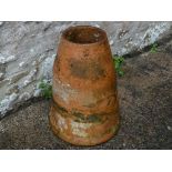 A vintage terracotta Rhubarb Forcer, cracked, 27in (68.5cm) high. Note; This lot can be Viewed at