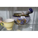 An Edwardian pottery serving Bowl, and a pair of matching servers, together with a quantity of